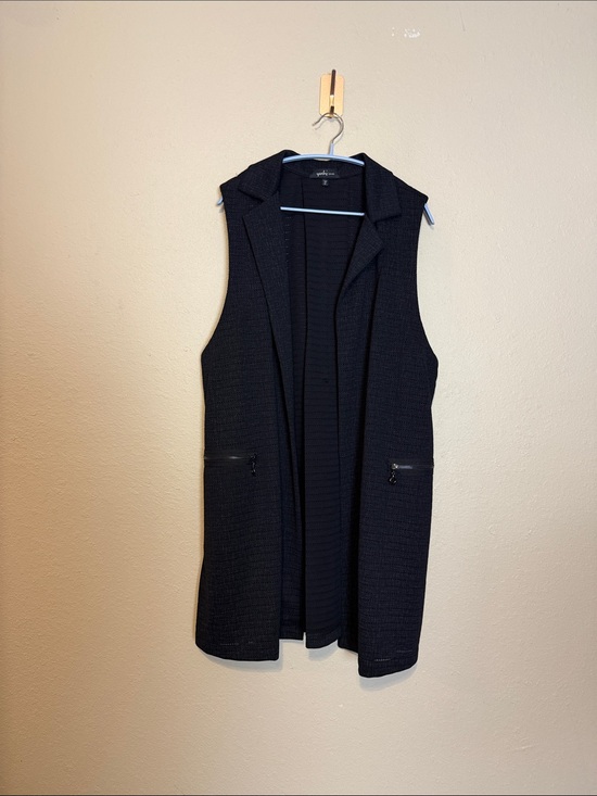 Yushi Jackets & Blazers - Yushi Open Front Long Line Black Vest Size XL